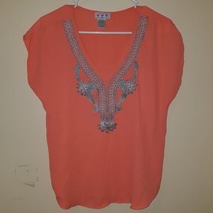 💙 Coral Blouse W/ V-neckline